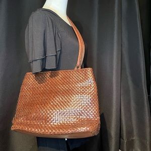 Nine West Brown Woven Leather-look Bag
